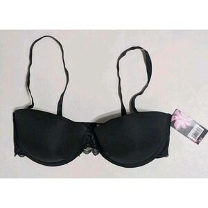 Sweet Fashion Black Bra Sz 34C Removable Straps Push Up NWT